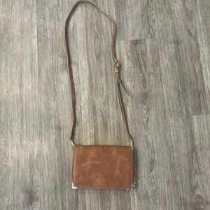 URBAN EXPRESSIONS | Faux Leather Aleda Wallet Clutch Crossbody - Cognac